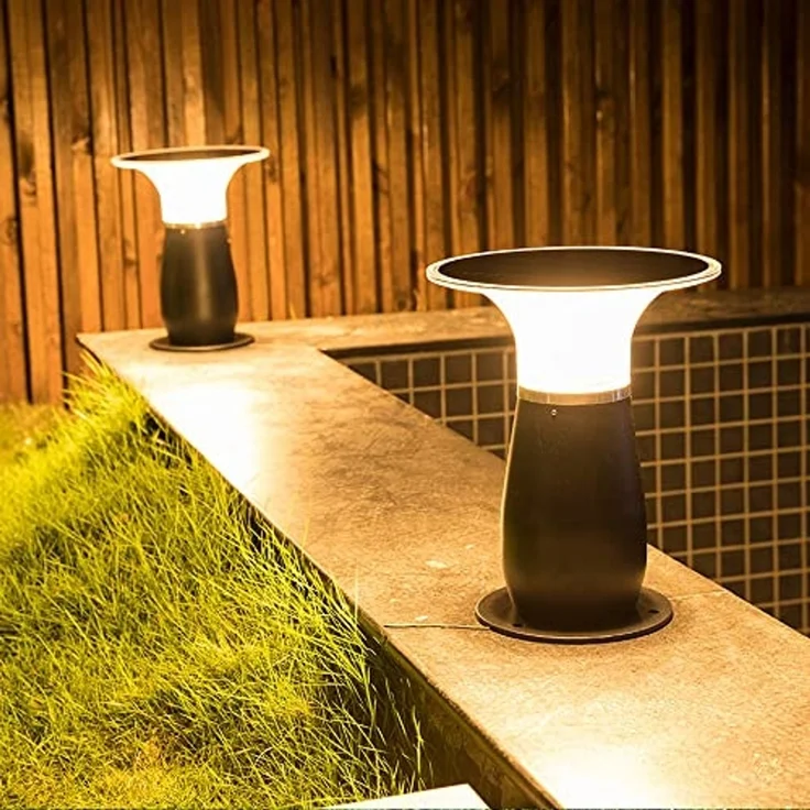 Arnusa LED Solarleuchte Solarlampe Wegeleuchte Sockelleuchte 29 cm Gartenlampe Außenleuchte, Duo Farbeinstellung, LED fest integriert, Kaltweiß, Warmweiß, Duo Color – Bild 7