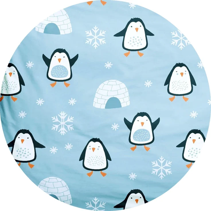 JACK Babybettwäsche 100x135cm Pinguin Iglu Nordpol Blau, Biber, 2 teilig, süßes Kindermotiv mit Pinguinen, mit Reißverschluss – Bild 3