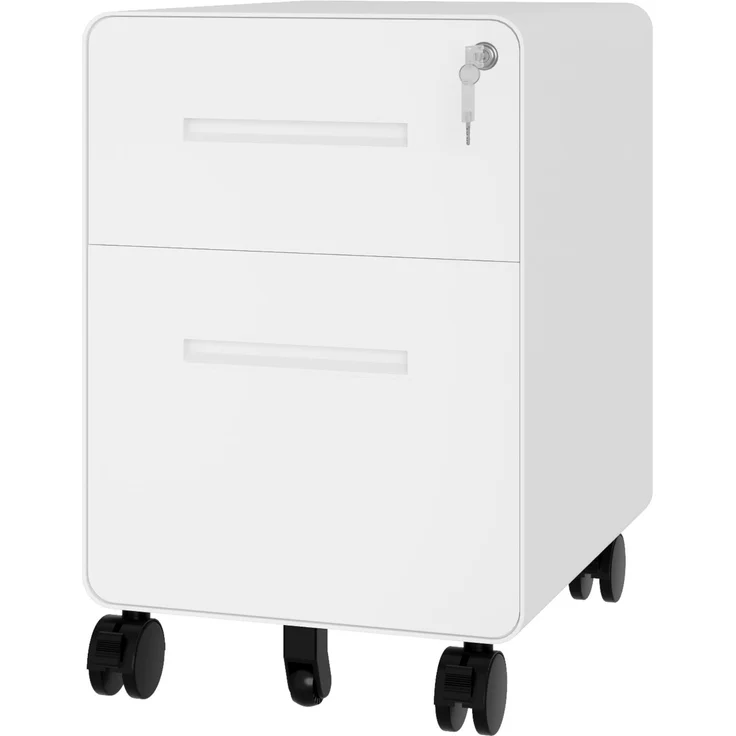 Bisley EasyRoll Rollcontainer mit Hängeregister, Container mit 2 Schubladen abschließbar aus Metall in weiß, Büro Rollwagen für Hängemappen als Schreibtisch Unterschrank & Bürocontainer, ROLL2-696 – Bild 1