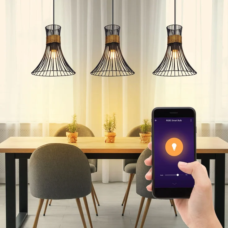 RGB LED Hängeleuchte, Stäbe, schwarz-gold, H 120 cm – Bild 2