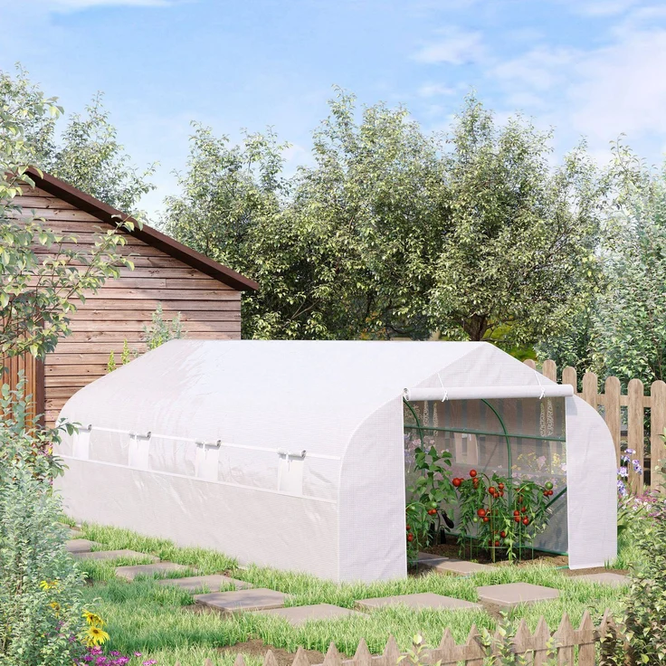 MELAYR, Garten- oder Terrassen-Gewächshaus, 6 x 3 x 2 m, für den Anbau von Pflanzen und Samen, Farbe Weiß – Bild 4