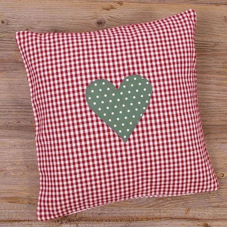 matches21 HOME & HOBBY Kissenbezüge Kissen-Bezug 30x30 cm Landhaus-Stil Herzen rot grün Baumwolle, (1 Stück), Wohnzimmer Kissen-Hülle als Deko-Kissen Zier-Kissen Sofa-Kissen – Bild 2