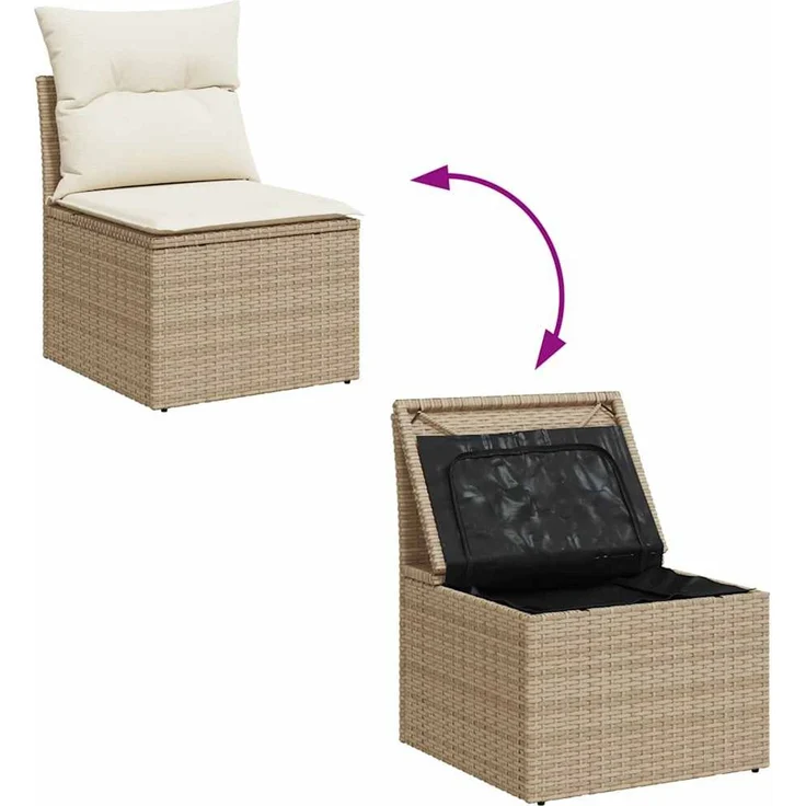 vidaXL 4-tlg. Garten-Sofagarnitur mit Kissen Beige Poly Rattan 3325950 – Bild 6