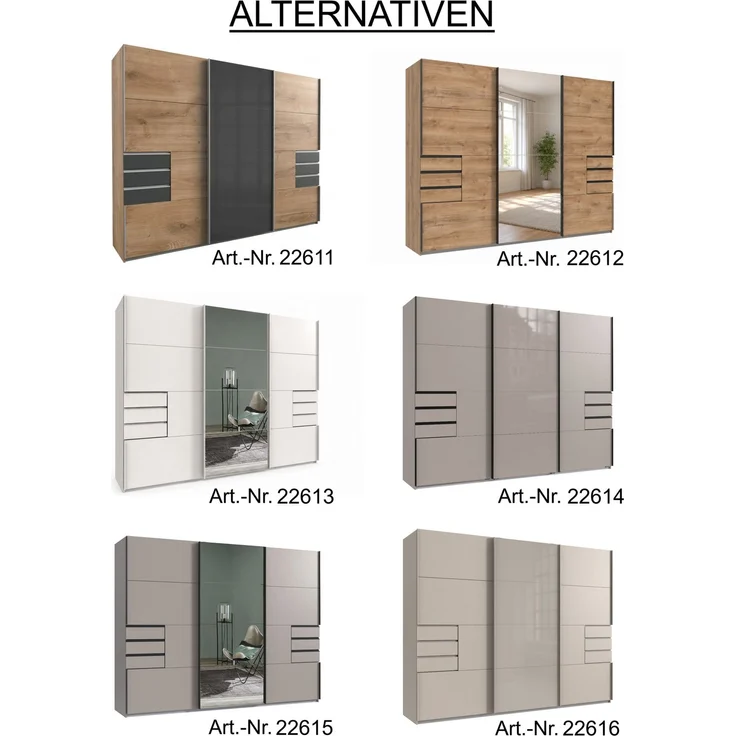 Schwebetürenschrank Kleiderschrank 3trg 270cm Eiche Dekor Spiegel u. Schubkästen – Bild 10
