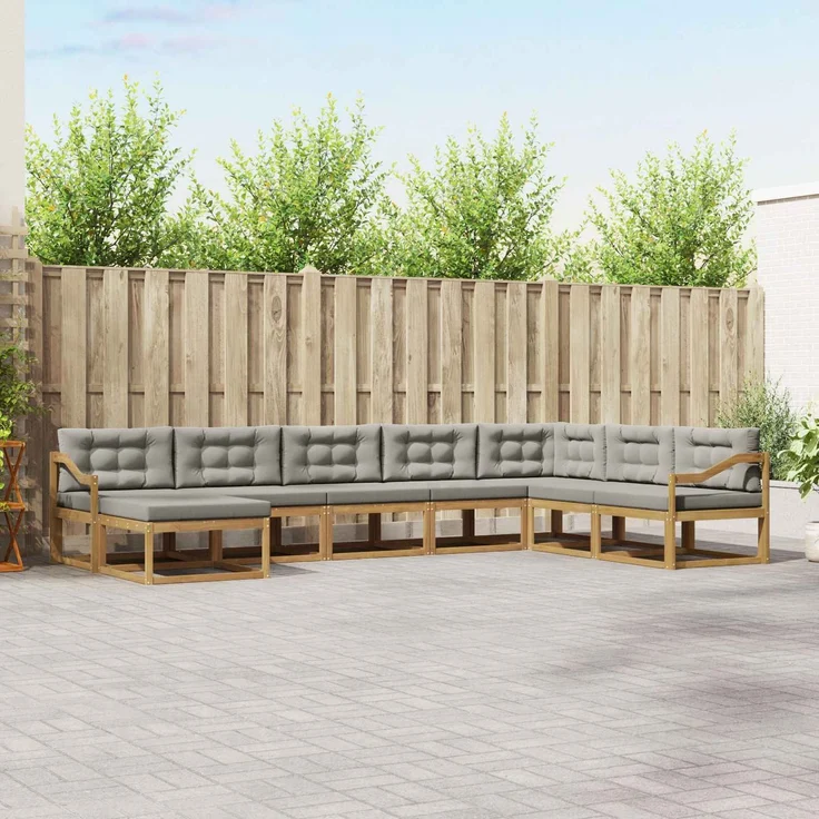 vidaXL Outdoor-Sofagarnitur 8 stk. 8-Sitzer Weiß und Hellgrau 3386880 – Bild 1
