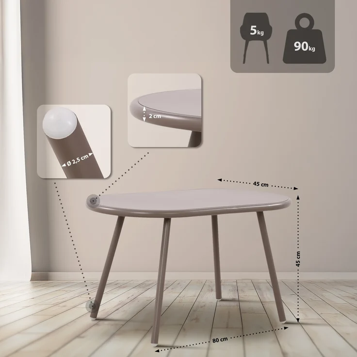 CLP 4er Sitzgruppe Veldin Set 1 Tisch 4 Stapelstühle wetterfest UV-beständig,taupe – Bild 3