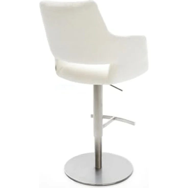 Barstuhl Yago-Flex Bouclé Soft Beige Drehfuß höhenverstellbar Edelstahl Silberfarben Taschenfederkern – Bild 6