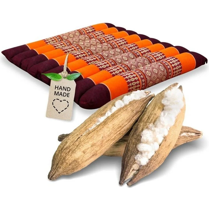 livasia Sitzkissen Steppkissen 35 cm, vegan und handgefertigt, 35x35x4,5cm, Kapok – Bild 4