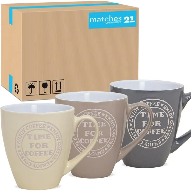 matches21 Große Jumbo Becher Tassen Kaffeetassen Kaffeebecher 24 Stk. Karton SONDERPREIS Keramik je 11 cm 440 ml