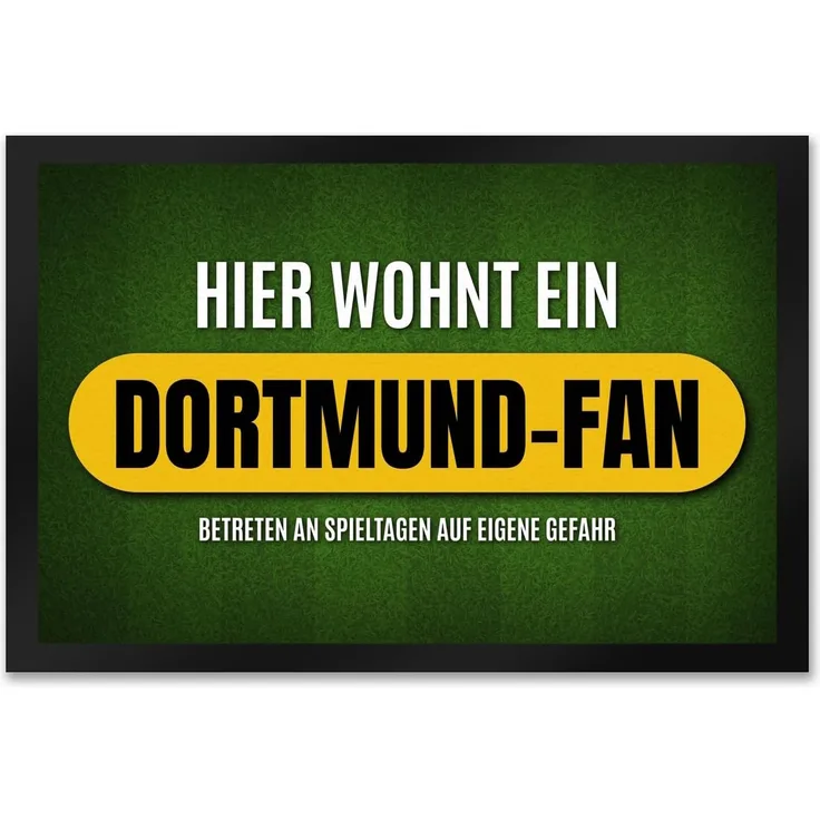speecheese Fußmatte Hier wohnt ein Dortmund Fan Fußmatte XXL mit Rasen Motiv