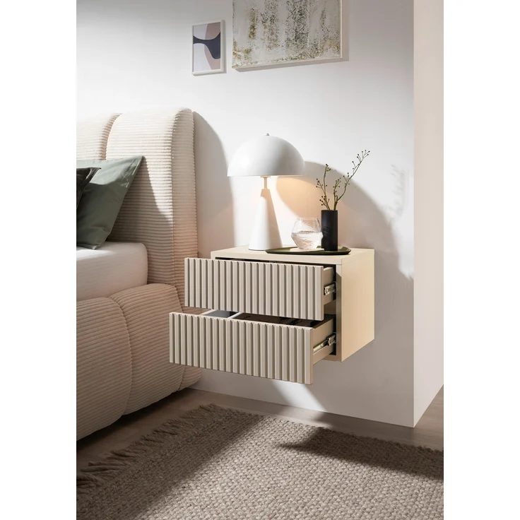 Nachtkommode >TABONI< 2 Schubladen, Wandmontage, Kaschmir - 42x28x30cm (BxHxT) – Bild 3