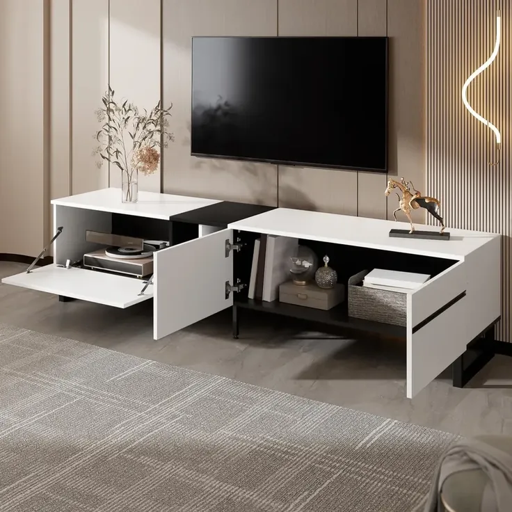 Lowboard, Breite 180 cm, TV-Schrank, Fernsehtisch, Fernsehschrank für Wohnzimmer, stehend – Bild 4