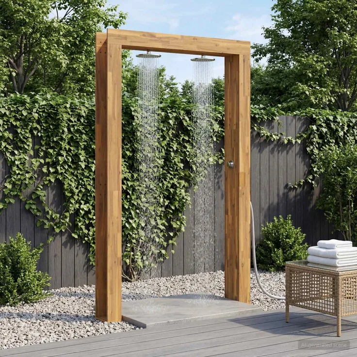vidaXL Gartendusche 226 cm Massives Akazienholz und Edelstahl 903115
