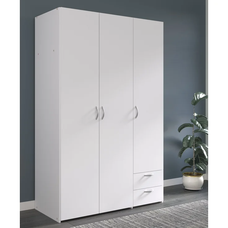 Kleiderschrank >Parisot Daily 2< 3 Türen, 2 Schübe, in Weiss - 120x185x51cm (BxHxT) – Bild 2