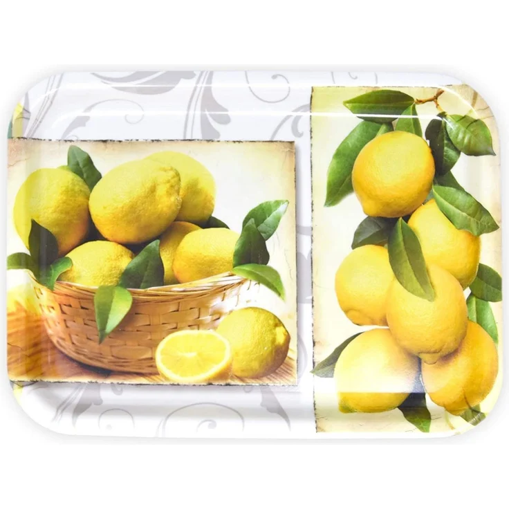Lashuma Tablett Zitrusbaum, (1-tlg), Melamin Kaffeetablett 31x23 cm weiß gelb – Bild 5
