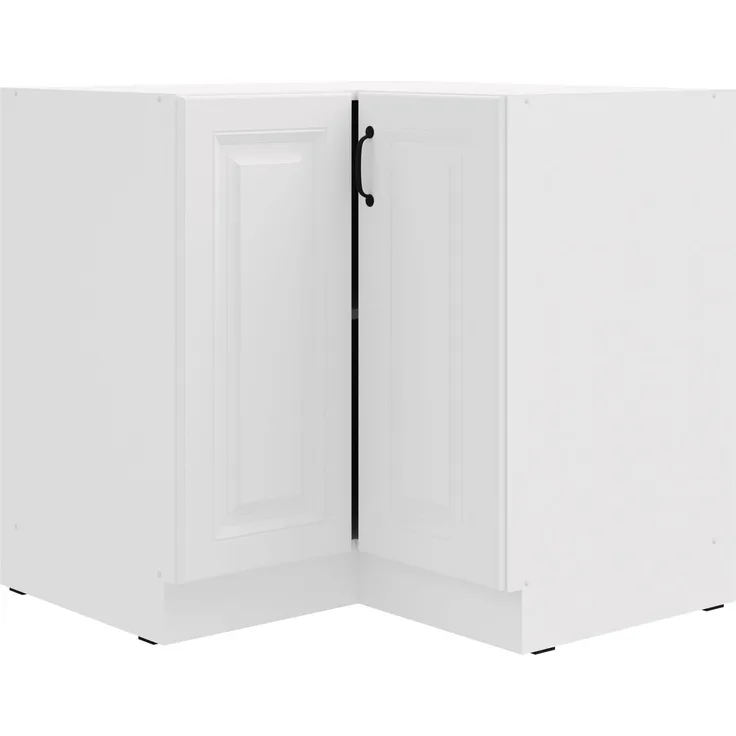 Eckunterschrank 90x90 cm Stilo Weiß Küchenzeile Küchenblock Küche Landhaus