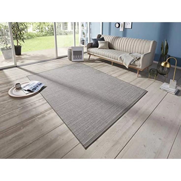 Elle Decoration Lens In-und Outdoor Teppich Kurzflor – Modern Plain Design Flachgewebe – Wetterfest für Terrasse, Balkon, Wohnzimmer, Küche, Büro und Schlafzimmer in Grau, 154x230 cm, 154x230 cm – Bild 6