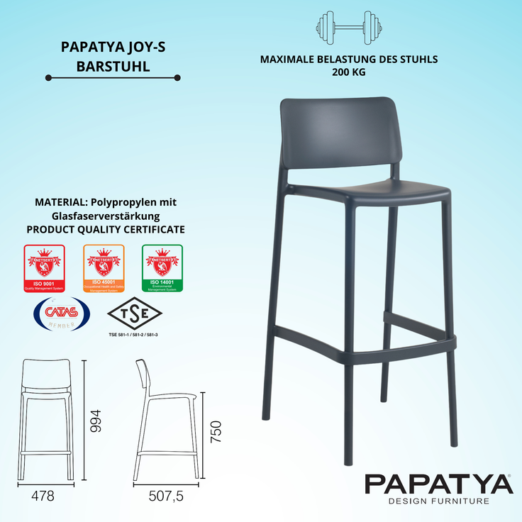 Barstuhl Papatya JOY-BS BAR - 75 Anthrazit – Bild 9
