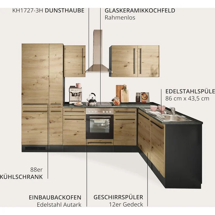 BASIC by Balculina Winkelküche Jazz, Stellbreite 310x175 cm, wahlweise mit E-Geräten – Bild 5