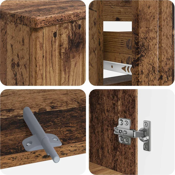 vidaXL 3-teiliges Badezimmer-Schranksystem ZWOLLE 3 stk. Altholz 3418006 – Bild 6