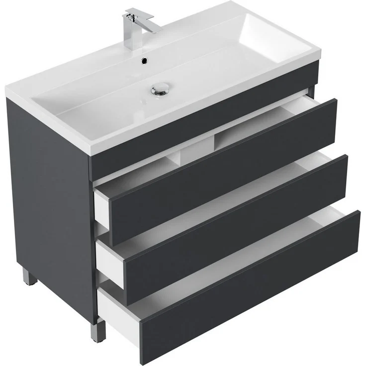 Posseik Badmöbel-Set Stand-Badmöbel Waschplatz "Fellini 100" Grafit – Bild 2