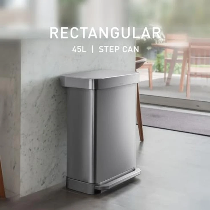 Simplehuman 45L rechteckiger Behälter mit Liner-Tasche, gebürstet – Bild 3