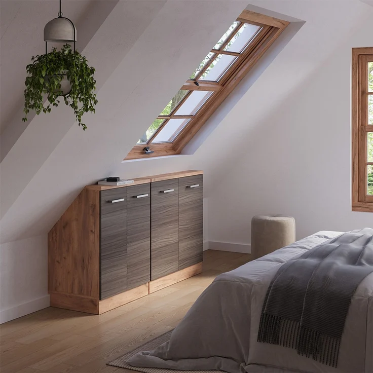 Küchenschrank für Dachschrägen R-Line Edelgrau 140 cm 2er Set Vicco – Bild 5