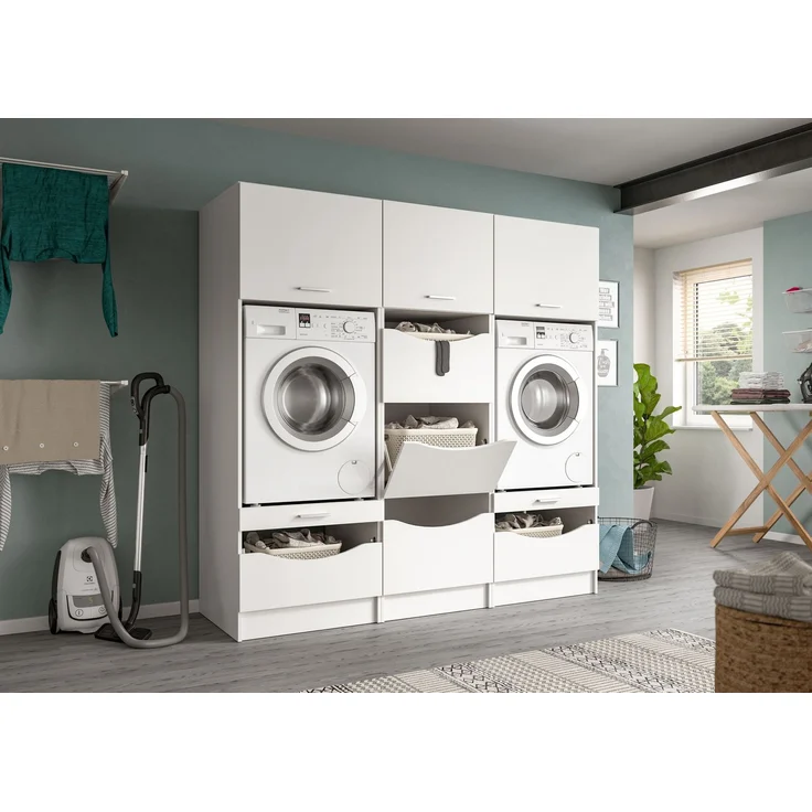Waschmaschinenschrank (B/H/T: 66x195x68 cm) in weiß Nachbildung – Bild 7
