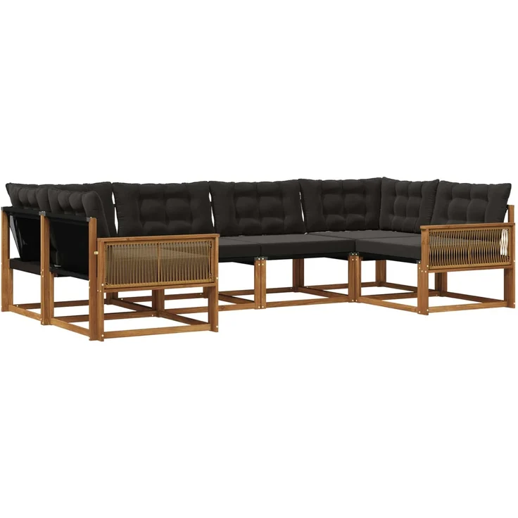 vidaXL Outdoor-Sofagarnitur 6 stk. 6-Sitzer Natur und Schwarz 3381652 – Bild 2