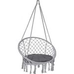 VOUNOT Hängesessel mit Kissen, Boho Hängestuhl zum Aufhängen Hängeschaukel für Erwachsene und Kinder, Indoor und Outdoor, Grau