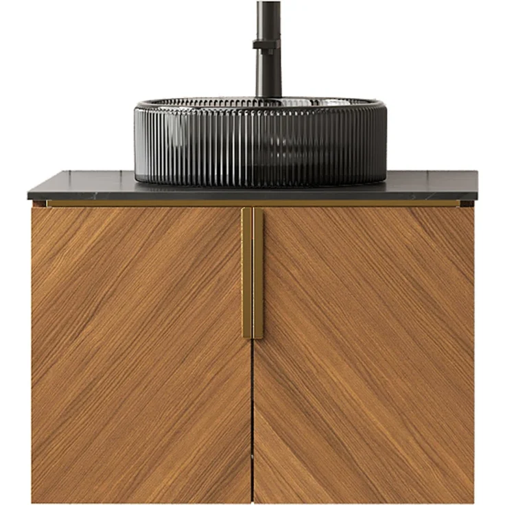 Waschtischunterschrank 61 x 50 x 52,6 cm mit schwarzem Glasbecken und Soft-Close-Türen – Bild 6