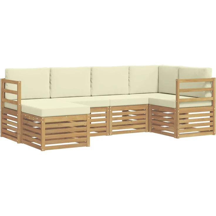 vidaXL Outdoor-Sofagarnitur 6 stk. 5-Sitzer Weiß und Creme Polyester 3392095 – Bild 2