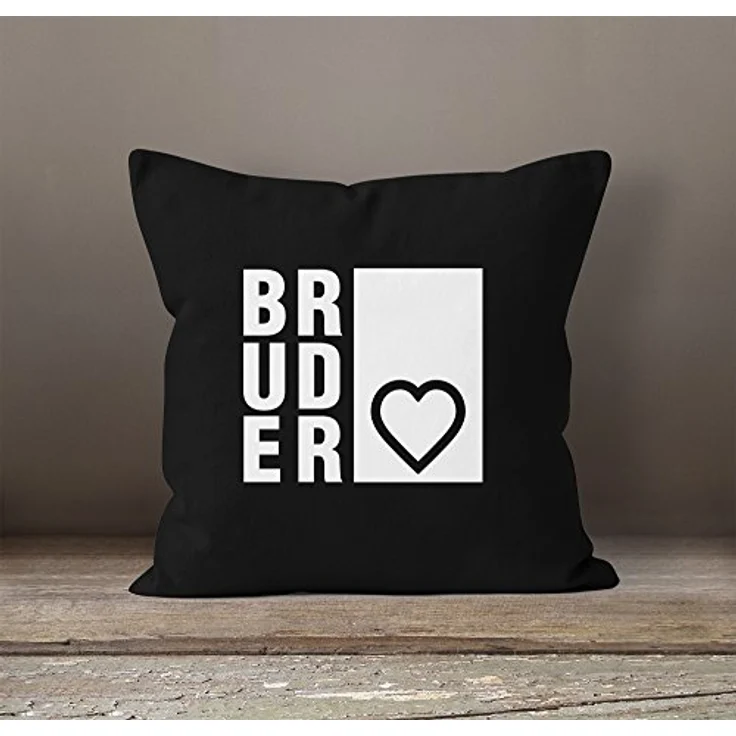 MoonWorks Dekokissen Kissenbezug Bruderherz Bruder Geschenk Geburtstag Kissen-Hülle 40x40 Baumwolle Moonworks® – Bild 3