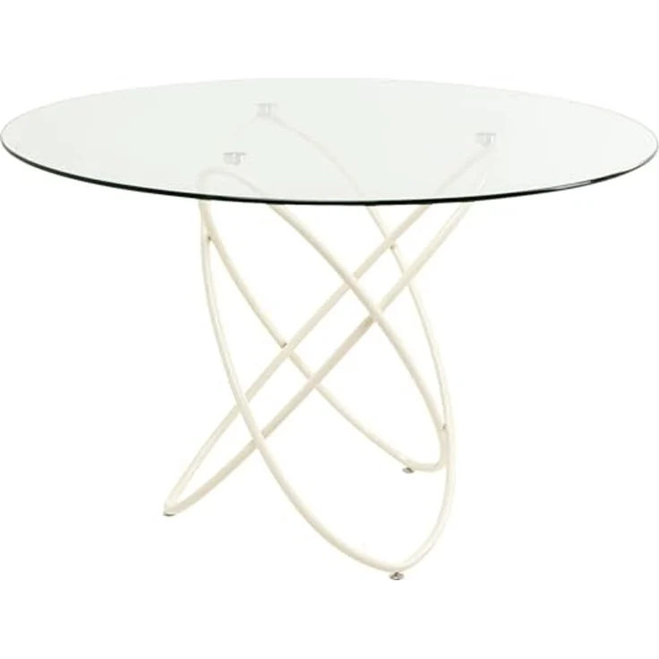 Kare Design Esszimmertisch Molekular, Greige, 120cm Durchmesser, Esstisch, Glas Tischpaltte, Stahlgestell, Esszimmer, Rund – Bild 1