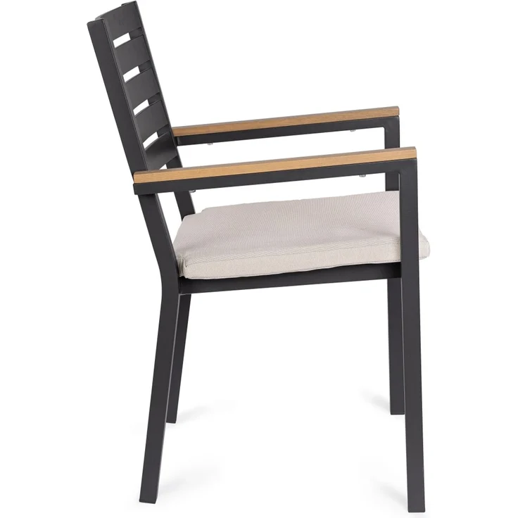 Gartenstuhl Anneh aus Aluminium, modern stapelbar, anthrazit, inkl. Kissen mit abnehmbarem Bezug – Bild 2