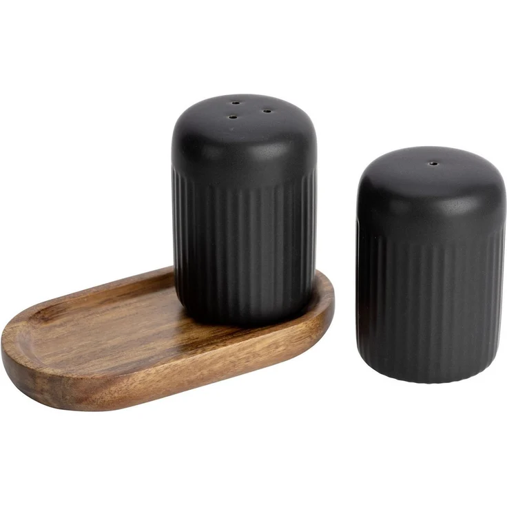 SCHÖNER WOHNEN-Kollektion Salz- / Pfefferstreuer REFIA, (1-tlg), Gewürzstreuer aus Keramik, Tablett aus Akazienholz – Bild 1