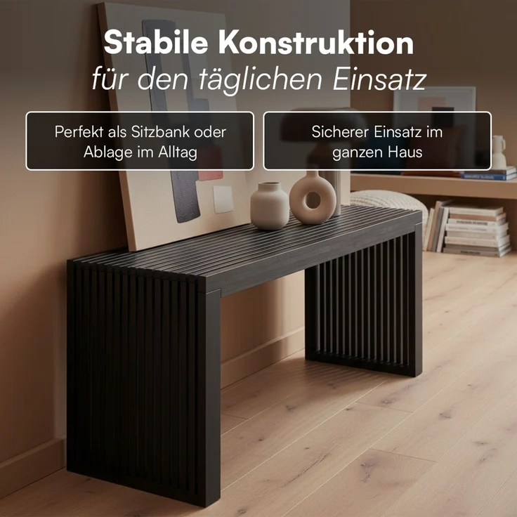 Bellamio 'Sava' Sitzbank, Bambus, schwarz, Holzbank ohne Lehne, 45x33x100 cm, bis 250 kg belastbar – Bild 4