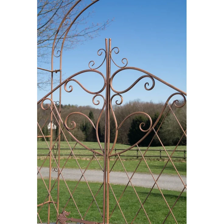 Rosenbogen MINDEN mit Tor - 120x40x220cm, Metall, Antik-Braun | Rankhilfe Rosen Rankgitter Gartendekoration – Bild 8