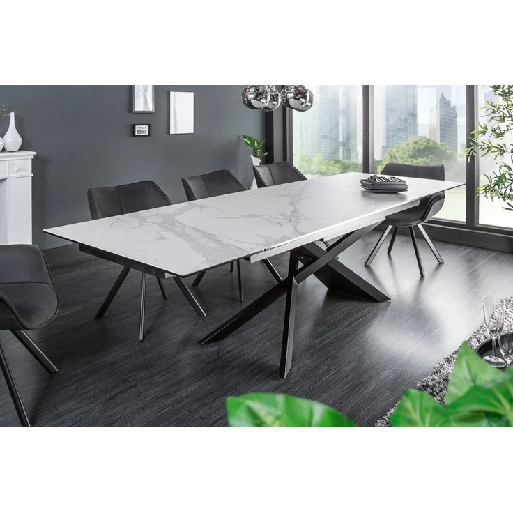 riess-ambiente Esstisch EUPHORIA 180-220-260cm weiß - Marmor-Design, Keramik made in Italy (Einzelartikel, 1-St), 3 Auszugsstufen für bis zu 12 Personen – ideal für Dein Esszimmer – Bild 2