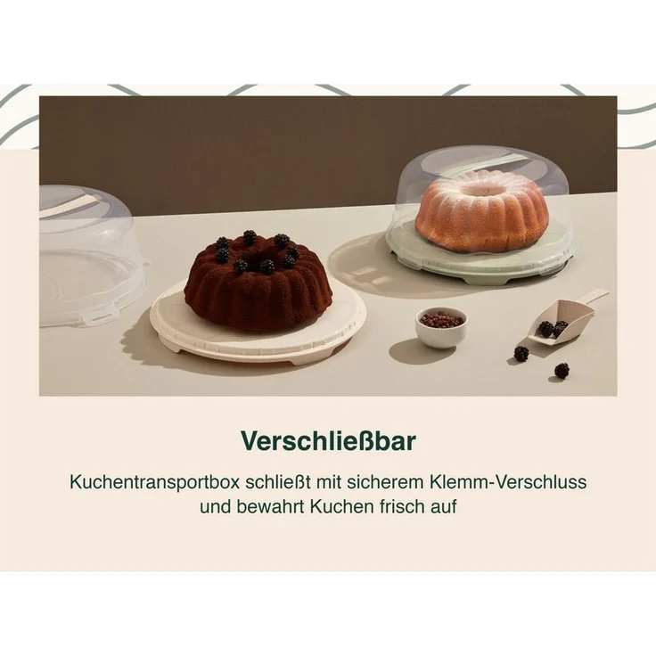 uandu home Kuchentransportbox Tortentransportbox mit Haube und Griff, Kuchenbehälter, Tortenbehälter, (Tortentransportbox mit Haube und Griff, BPA Frei Tortenbehälter), Dishwasher Safe – Bild 2