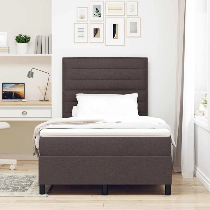 vidaXL Boxspringbett mit Matratze Dunkelbraun 120 x 200 cm Stoff 3342784 – Bild 4