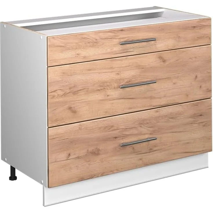 Küchenunterschrank Fame-Line Goldkraft Eiche/Weiß 100 cm, AP Eiche Vicco – Bild 1