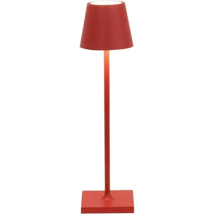 Zafferano, Poldina Micro Lampe, Kabellose, Wiederaufladbare Tischlampe mit Touch Control, Geeignet für Wohnzimmer und Außenbereich, Dimmer, 2200-3000 K, Höhe 27,5 cm, Farbe Rot