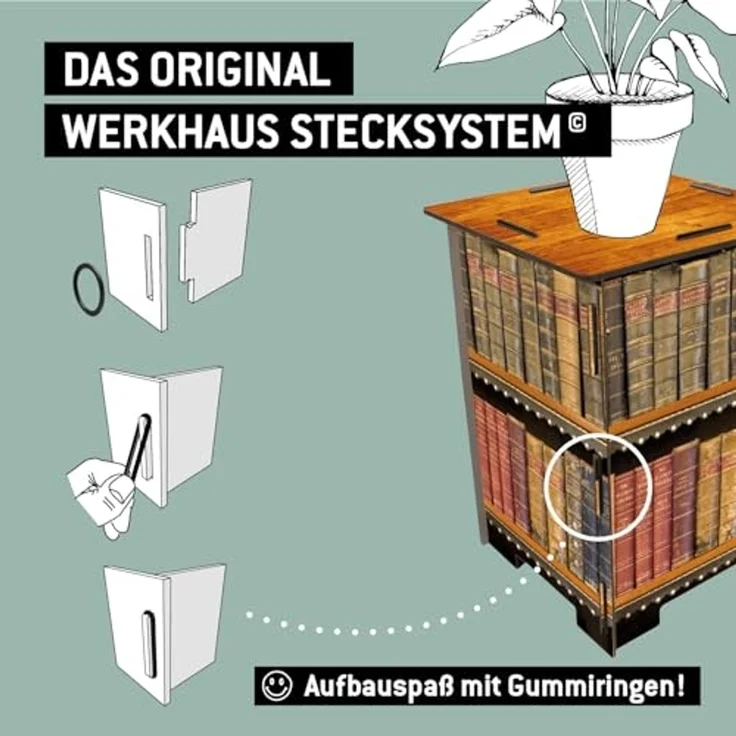 WERKHAUS® Hocker Werkhaus Photohocker SH8183 Antike Bücher Sitzhocker, Fotohocker 183 - Antike Bücher – Bild 4