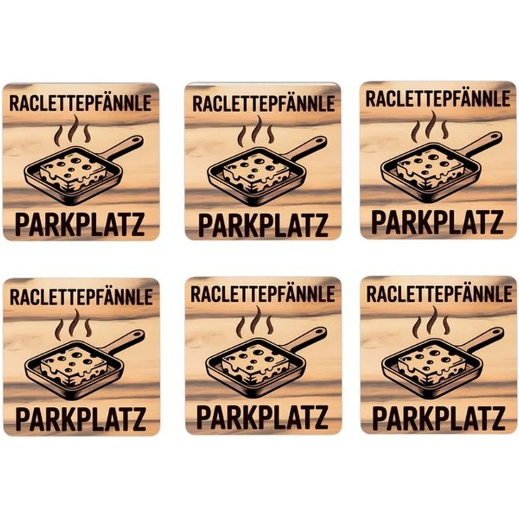speecheese Glasuntersetzer Raclette-Pfännle 6er Set Untersetzer aus Holz – Bild 2