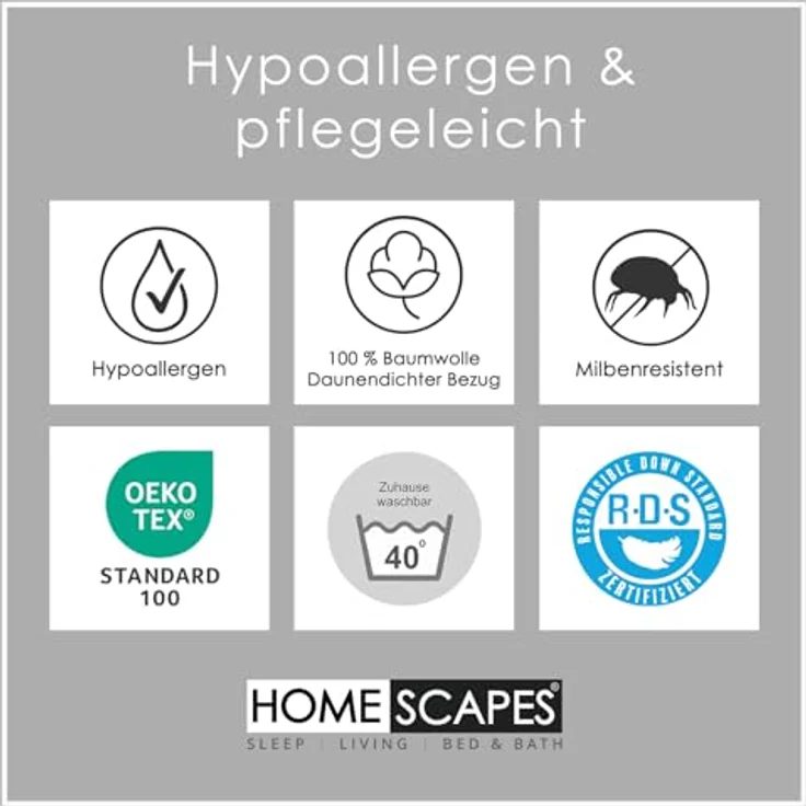Homescapes Federbettdecke Winterbettdecke 135x200 cm – Entenfedern & Daunen, Wärmeklasse 4, Füllung: 85 % Entenfedern, 15 % Entendaunen – Bild 9