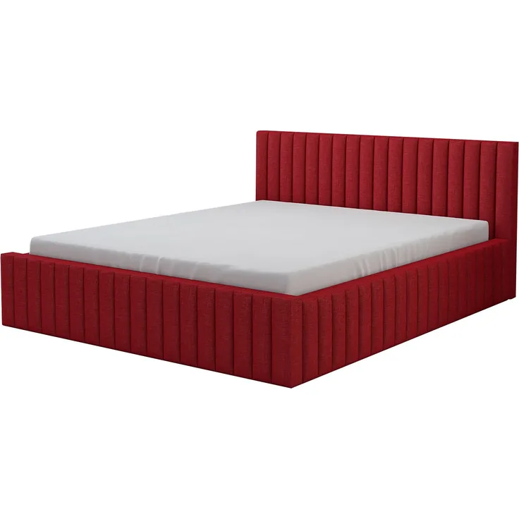 Polsterbett LOG-OM 120x200 ohne Matratze mit Bettkasten und Lattenrost. Farbe: ROT 13
