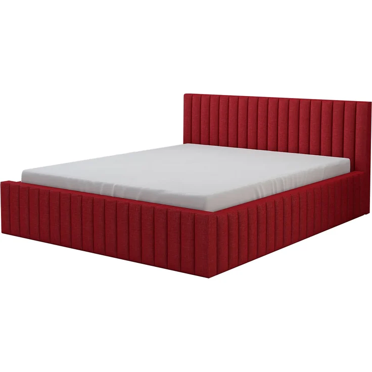 Polsterbett LOG-OM 120x200 ohne Matratze mit Bettkasten und Lattenrost. Farbe: ROT 13 – Bild 1