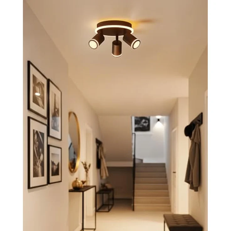 LVWIT LED Deckenstrahler Schwarz, LED Deckenlampe 3 Flammig Rund, Srahler Deckenleuchte GU10 Deckenlampe Spot, Modern Deckenspot Lampe für Küche, Wohnzimmer, Ohne Leuchtmittel – Bild 4