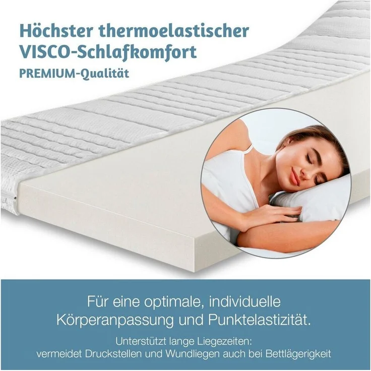 Matratzenauflage Viscotopper Thermo-LUX H2/3 (RG60) 80 x 200 x. RAVENSBERGER Matratzen, 80x200x9 cm mit Baumwoll-Doppeltuch-Bezug Viscoschaum Topper – Bild 3